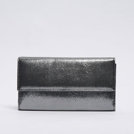 Luxe Leather Wallet Shimmering Silver