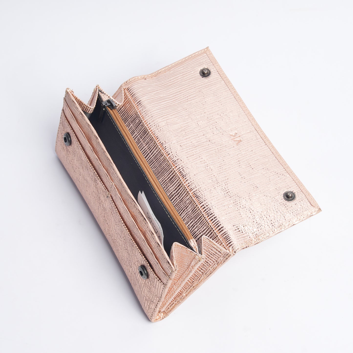 Luxe Leather Wallet Shimmering Peach