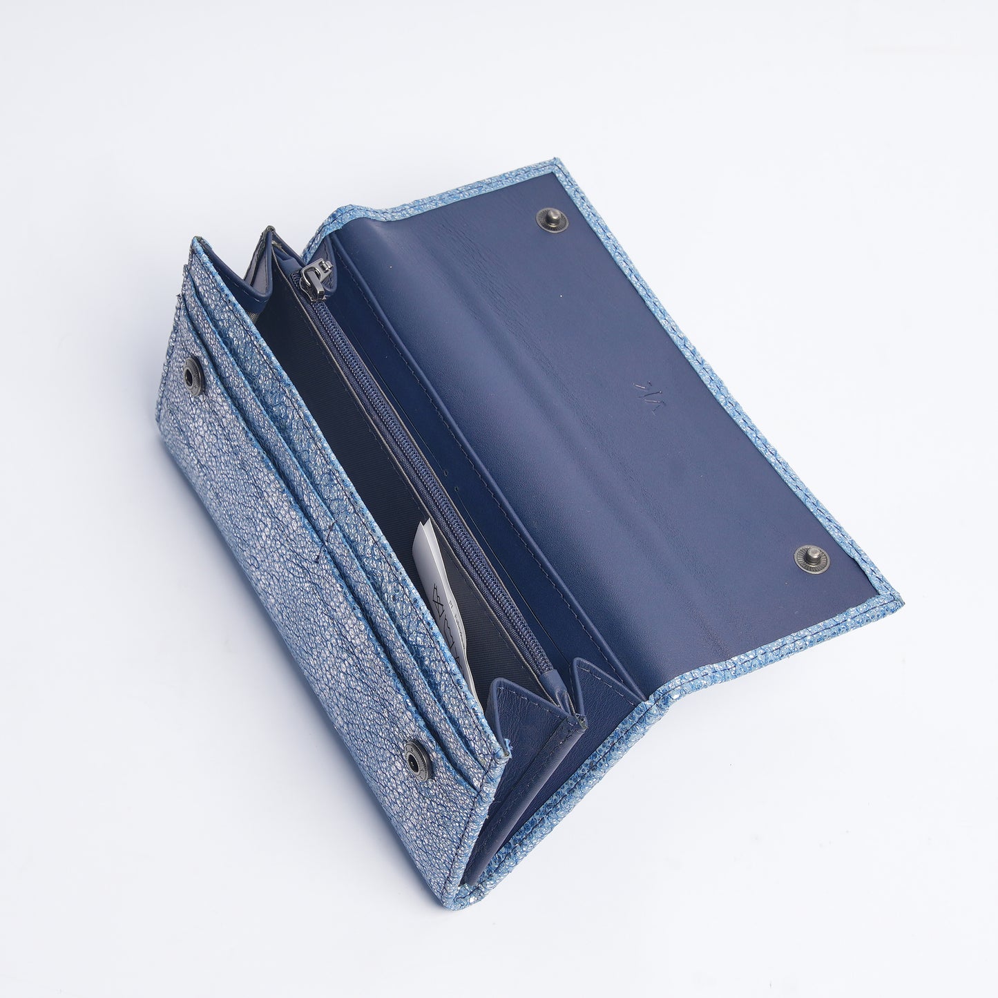 Luxe Leather Wallet Shimmering Blue