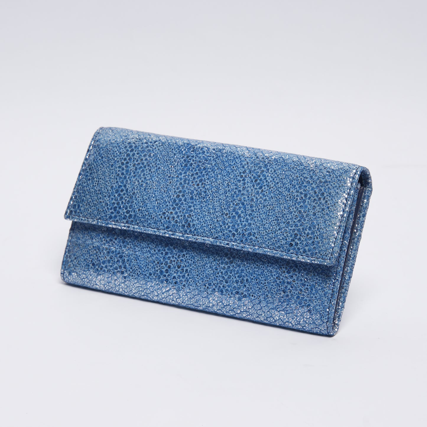 Luxe Leather Wallet Shimmering Blue