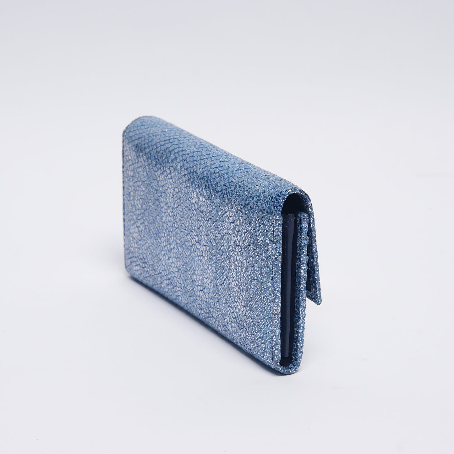 Luxe Leather Wallet Shimmering Blue