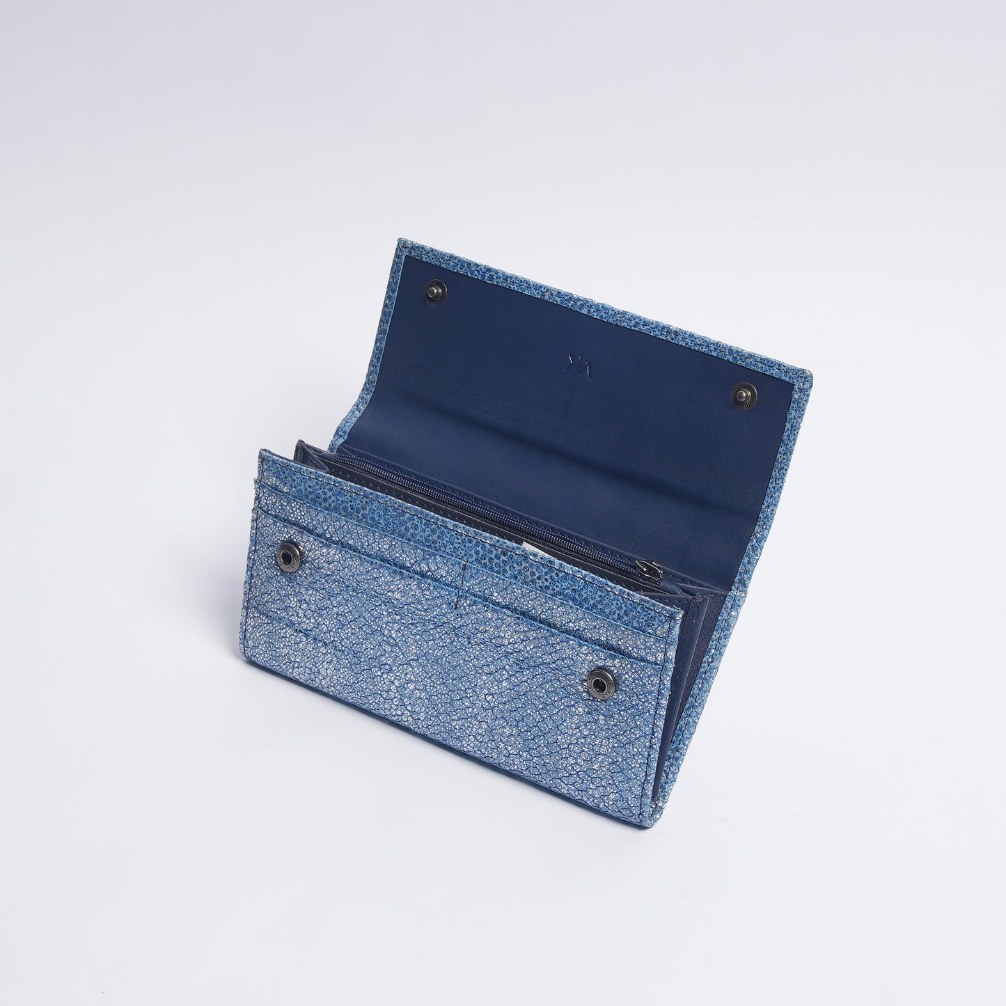 Luxe Leather Wallet Shimmering Blue